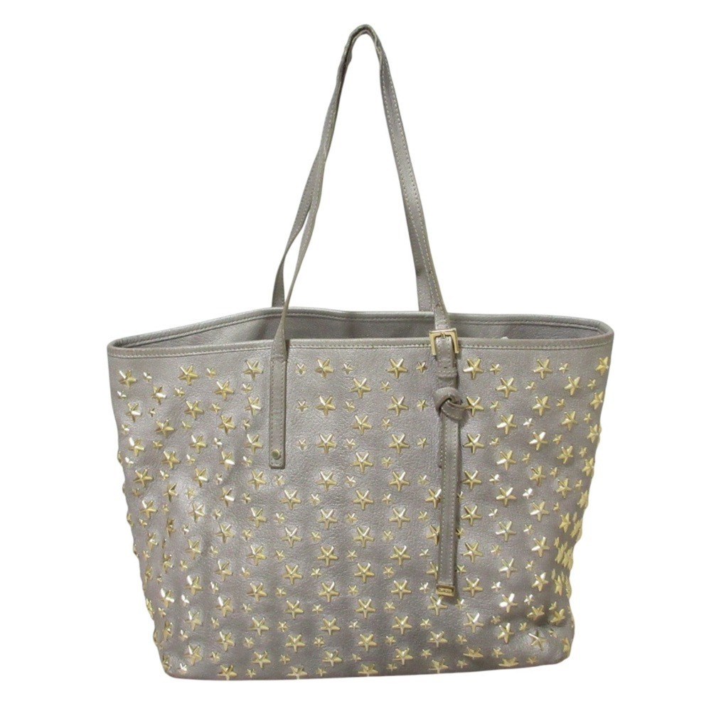 JIMMY CHOO Sasha M Star Studded Leather Tote Bag, Silver, Women's
